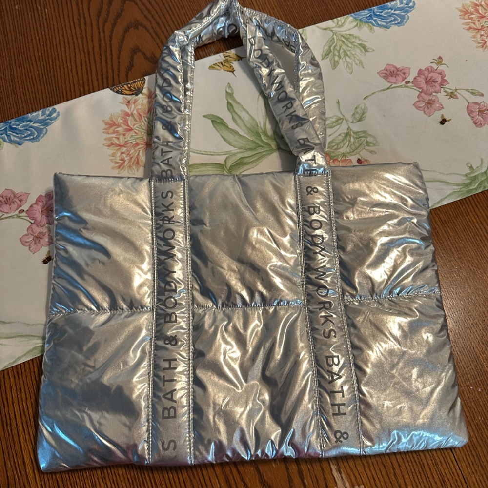 Silver Bath & Body Works Tote Bag